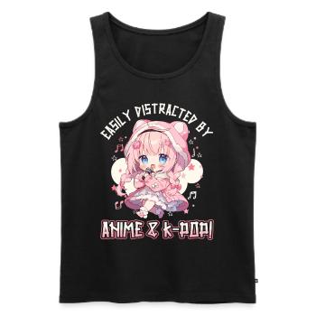 Easily distracted by Anime and K-Pop - Men's Premium Organic Tank Top - black - Front - Michal (187cm)