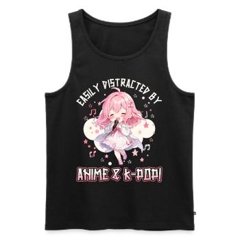 Easily distracted by Anime and K-Pop - Men's Premium Organic Tank Top - black - Front - Michal (187cm)