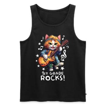 Chaton chat inscrit à la rentrée scolaire - Débardeur bio Premium Homme - noir - Devant - Michal (187cm)