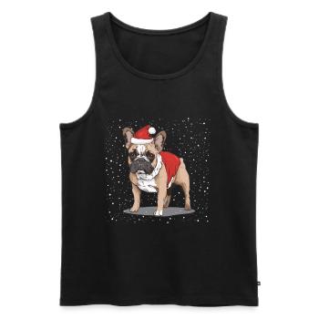 Noël bouledogue français - Débardeur bio Premium Homme - noir - Devant - Michal (187cm)