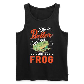 La vie est meilleure avec une grenouille - Débardeur bio Premium Homme - noir - Devant - AI Model Male 178 light (178cm)