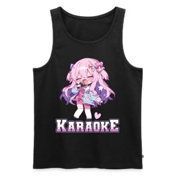 Filles Manga Anime Karaoké - Débardeur bio Premium Homme - noir - Devant - AI Model Male 178 light (178cm)