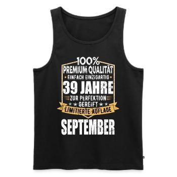 39. Geburtstag September Jahrgang 1984 Vintage - Männer Premium Bio Tank Top - Schwarz - Vorne - Michal (187cm)