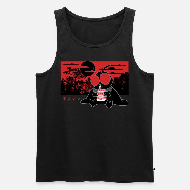 Mothman Strawberry Milk Shake - Männer Premium Bio Tank Top - Schwarz