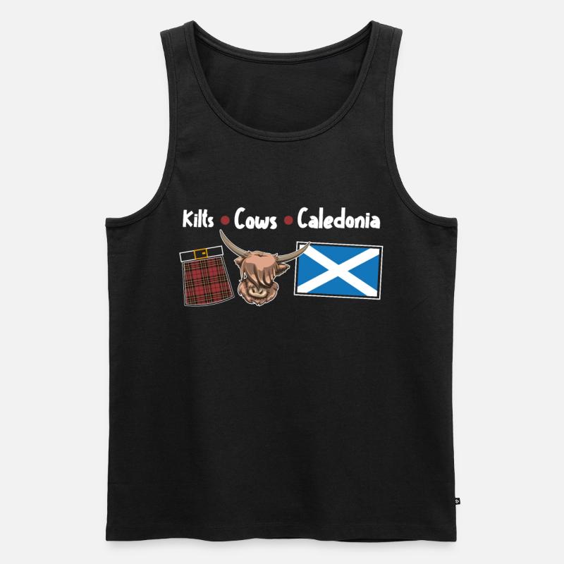 Kilts Cows Caledonia - Männer Premium Bio Tank Top - Schwarz