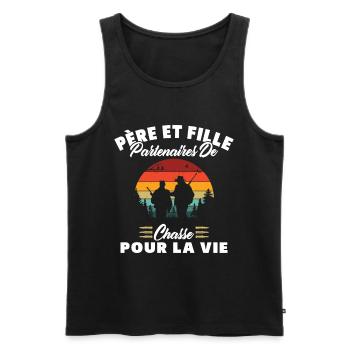 Père Et Fille Partenaires De Chasse Humour Cadeau - Débardeur bio Premium Homme - noir - Devant - Michal (187cm)