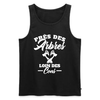Près des Arbres loin des Cons Cadeau Bûcheron - Débardeur bio Premium Homme - noir - Devant - Michal (187cm)