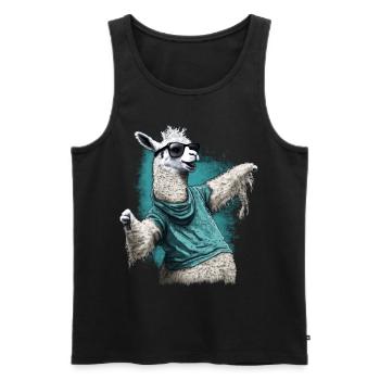 Dancing Llama Llamas Alpaca Animal Gift Idea - Men's Premium Organic Tank Top - black - Front - Michal (187cm)