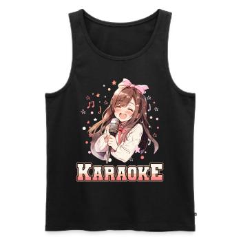 Filles Manga Anime Karaoké - Débardeur bio Premium Homme - noir - Devant - AI Model Male 178 light (178cm)