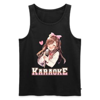 Filles Manga Anime Karaoké - Débardeur bio Premium Homme - noir - Devant - AI Model Male 178 light (178cm)