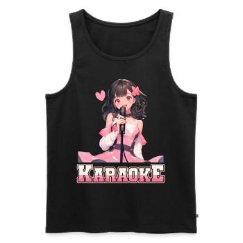 Filles Manga Anime Karaoké - Débardeur bio Premium Homme - noir - Devant - AI Model Male 178 light (178cm)