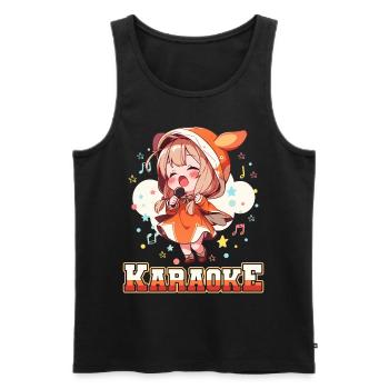 Filles Manga Anime Karaoké - Débardeur bio Premium Homme - noir - Devant - AI Model Male 178 light (178cm)