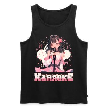 Filles Manga Anime Karaoké - Débardeur bio Premium Homme - noir - Devant - AI Model Male 178 light (178cm)