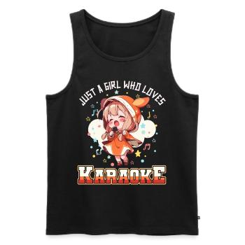 Juste une fille qui aime le karaoké - Débardeur bio Premium Homme - noir - Devant - Michal (187cm)