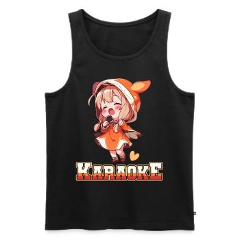Filles Manga Anime Karaoké - Débardeur bio Premium Homme - noir - Devant - AI Model Male 178 light (178cm)