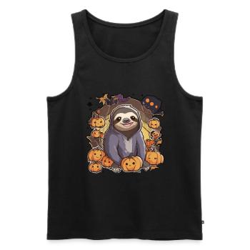 Sloth Halloween Sloths Sloth Pumpkin - Men's Premium Organic Tank Top - black - Front - AI Model Male 178 light (178cm)