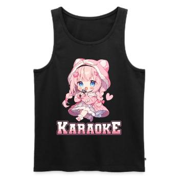 Filles Manga Anime Karaoké - Débardeur bio Premium Homme - noir - Devant - AI Model Male 178 light (178cm)