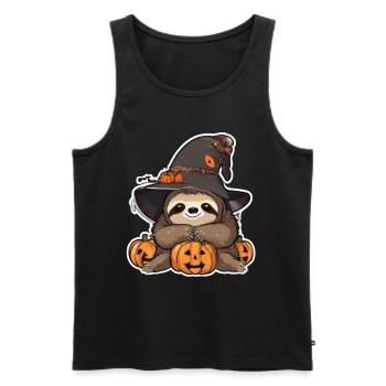 Sloth Halloween Sloths Sloth Pumpkin - Men's Premium Organic Tank Top - black - Front - AI Model Male 178 light (178cm)