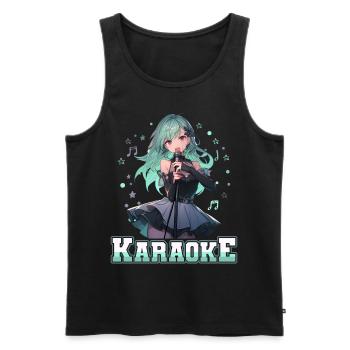 Filles Manga Anime Karaoké - Débardeur bio Premium Homme - noir - Devant - AI Model Male 178 light (178cm)
