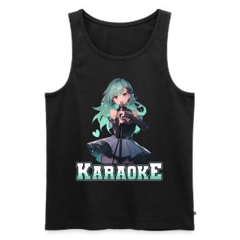 Filles Manga Anime Karaoké - Débardeur bio Premium Homme - noir - Devant - AI Model Male 178 light (178cm)
