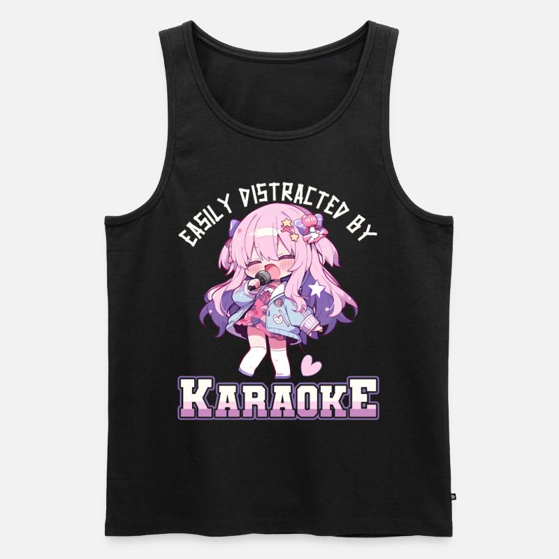 Easily distracted by Karaoke - Männer Premium Bio Tank Top - Schwarz