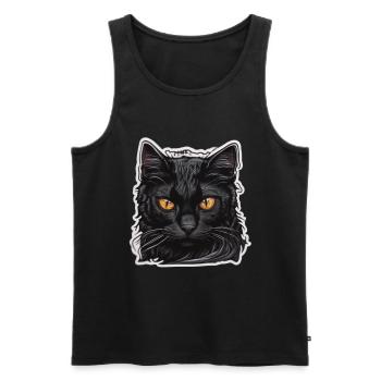 Schwarze Katze - Männer Premium Bio Tank Top - Schwarz - Vorne - Michal (187cm)