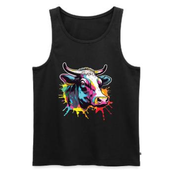 Vache Vaches Tête de vache Agriculture Agriculteur - Débardeur bio Premium Homme - noir - Devant - Michal (187cm)