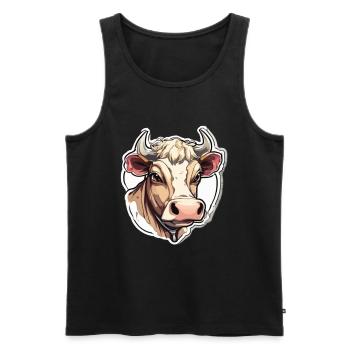 Vache Vaches Tête de vache Agriculture Agriculteur - Débardeur bio Premium Homme - noir - Devant - Michal (187cm)