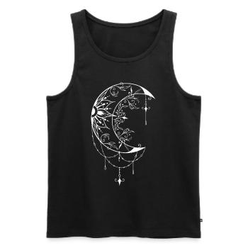 Fascinating Wiccan crescent moon design with symbolism - Men's Premium Organic Tank Top - black - Front - AI Model Male 178 light (178cm)