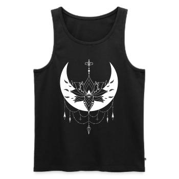 Mystische Halbmond-Lotus für Wicca und Pagans - Männer Premium Bio Tank Top - Schwarz - Vorne - AI Model Male 178 light (178cm)