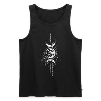 Interwoven Moon Mysticism: Wiccan Design for Goddesses - Men's Premium Organic Tank Top - black - Front - AI Model Male 178 light (178cm)