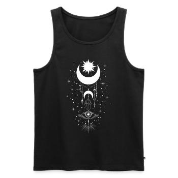 Mystisches Wicca-Design Mondphasen Sterne Kristall - Männer Premium Bio Tank Top - Schwarz - Vorne - AI Model Male 178 light (178cm)