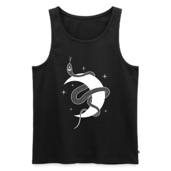 Mystische Schlange: Göttinnen-Symbol auf Halbmond - Männer Premium Bio Tank Top - Schwarz - Vorne - AI Model Male 178 light (178cm)