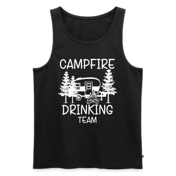 Camping Abenteuer: Lagerfeuer und Trinken im Wald - Männer Premium Bio Tank Top - Schwarz - Vorne - Michal (187cm)