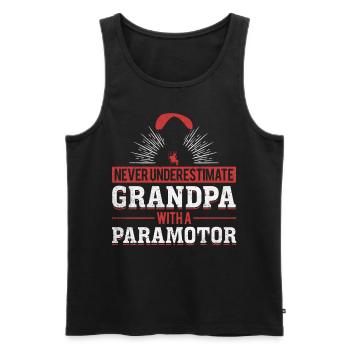 Never Underestimate Grandpa With A Paramotor - Men's Premium Organic Tank Top - black - Front - AI Model Male 178 light (178cm)