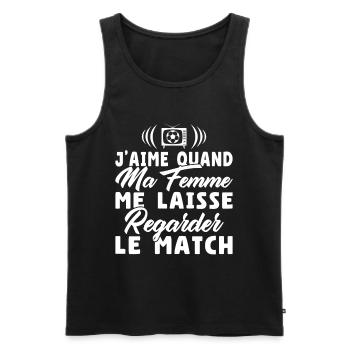 J'aime ma femme / Humour Mari - Débardeur bio Premium Homme - noir - Devant - AI Model Male 178 light (178cm)