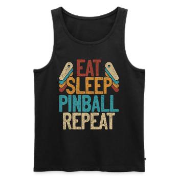 Joueur de flipper Manger dormir Pinball Répéter - Débardeur bio Premium Homme - noir - Devant - Michal (187cm)