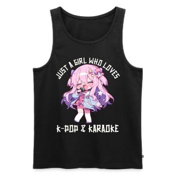 Juste une fille qui aime l’anime K-Pop et le karaoké - Débardeur bio Premium Homme - noir - Devant - Michal (187cm)