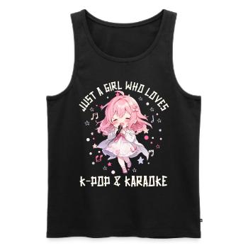 Juste une fille qui aime l’anime K-Pop et le karaoké - Débardeur bio Premium Homme - noir - Devant - Michal (187cm)