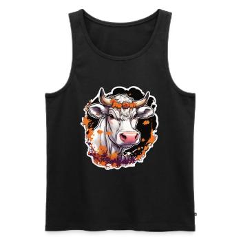 Kug Cow Halloween Cow Skull Cow Head Cows - Men's Premium Organic Tank Top - black - Front - AI Model Male 178 light (178cm)