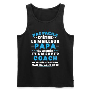 Papa et Coach Humour Cadeau - Débardeur bio Premium Homme - noir - Devant - Michal (187cm)