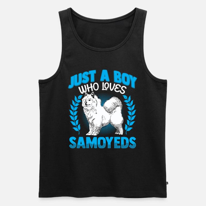 Junge der Samojede liebt Samojedenspitz - Männer Premium Bio Tank Top - Schwarz