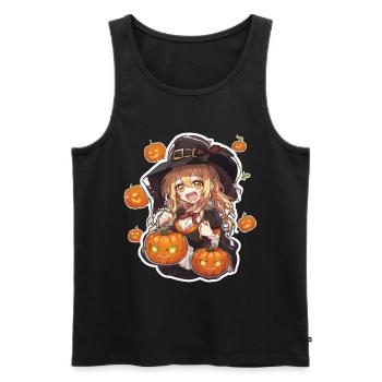 Sorcière Sorcière Halloween Tenue Sorcière Costume Citrouille - Débardeur bio Premium Homme - noir - Devant - AI Model Male 178 light (178cm)
