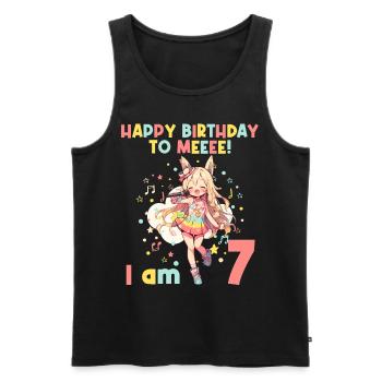Anime Mandga K-Pop KPop Girl 7ème anniversaire - Débardeur bio Premium Homme - noir - Devant - Michal (187cm)