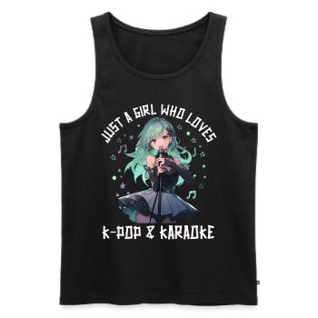 Juste une fille qui aime l’anime K-Pop et le karaoké - Débardeur bio Premium Homme - noir - Devant - Michal (187cm)