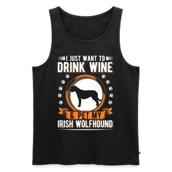 Irish Wolfhound and Wine - Men's Premium Organic Tank Top - black - Front - AI Model Male 178 light (178cm)