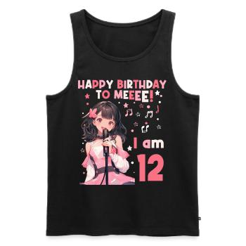 Anime Mandga K-Pop KPop Fille 12e anniversaire - Débardeur bio Premium Homme - noir - Devant - Michal (187cm)