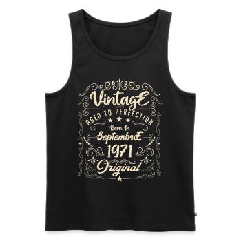 Born in September 1971. Birthday September 1971. - Men's Premium Organic Tank Top - black - Front - Michal (187cm)