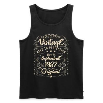Born in September 1987. Birthday September 1987. - Men's Premium Organic Tank Top - black - Front - Michal (187cm)