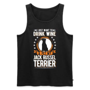 Jack Russell Terrier and wine - Men's Premium Organic Tank Top - black - Front - AI Model Male 178 light (178cm)